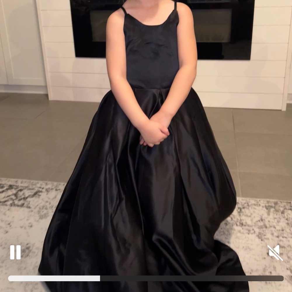 Elegant Black Satin Gown for Kids